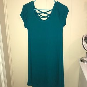 Teal Dress with Criss Cross Back